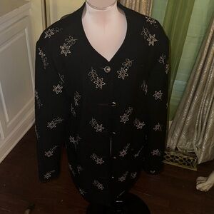 Geiger Black Embroidered Button-Front Jacket